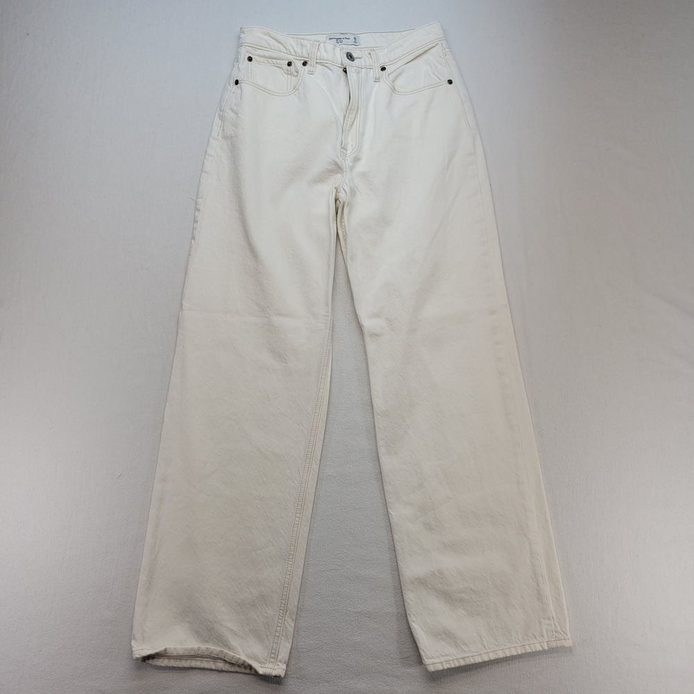 Abercrombie & Fitch Off-White Wide Leg Jeans